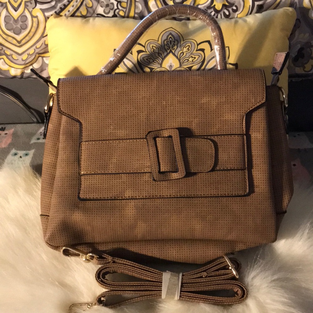 Tan satchel bag